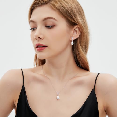 Juego de collar y aretes de perlas YAMI en plata 925 hipoalergénica contra irritaciones 2