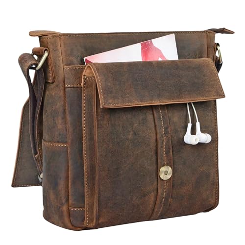 STILORD "Nevio" męska torba skórzana torba na ramię mała torba kurierska elegancka torebka w stylu vintage torba na ramię na 10,1 cala Tablet iPad prawdziwa skóra Kolor:miód - brązowy