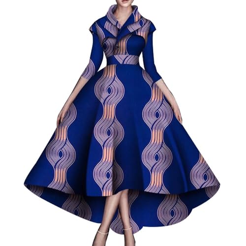 African Dresses for Women A-line Floor-Length Dress Traditional Ankara Kente Print Evening Dress by ABCWAX - Used condition - US$52.75
