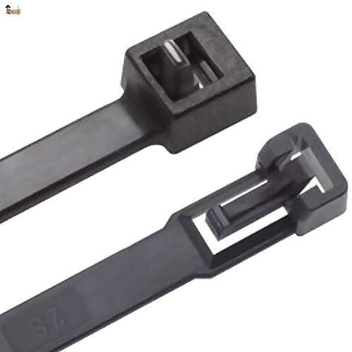 BricoLoco Bridas reutilizables plástico blancas y negras. Abrazaderas recuperables sujeción cables, envases. Fabricadas en nylon poliamida. Varias medidas. (100, Negro 3,5x280)