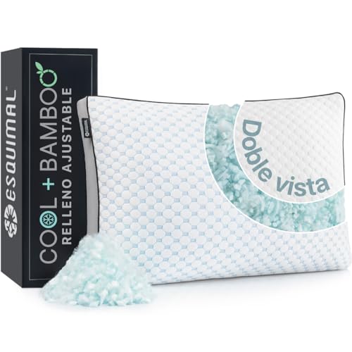 Opiniones y reviews de Almohadas king size disponible en línea para comprar. 47 ESQUIMAL Almohada Cool + Bamboo de Memory Foam Triturado con Gel, Altura y Firmeza Ajustable, Funda Fría Que Reduce el Calor, Lavable, Hipoalergénica y Transpirable (King)