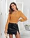 ZAFUL 2025 Womens Cute Tops Dressy Casual Scalloped V Neck Work Shirts Puff Long Sleeve Comfy Spring Blouses, Orange, L