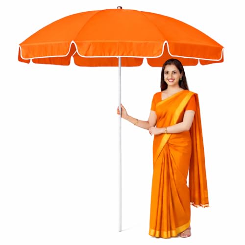 Image of 7 Feet Big Size Windproof Cantilever Patio Umbrella UV Protection Waterproof (Orange)