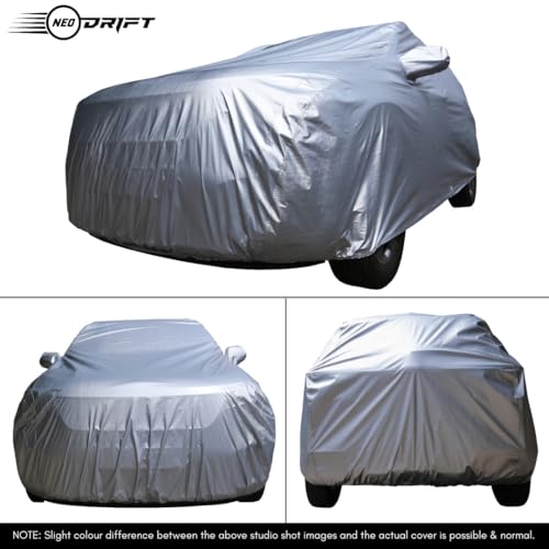 Image of NEODRIFT 'CrystalTech' Car Cover for Mahindra Thar Roxx (100% Water-Resistant, All Weather Protection, Tailored Fit, Multi-Layered and Breathable Fabric) (Colour: Crystal Silver)