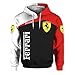 Produktbild Cronell Story Unisex Frühjahr Und Herbst Langarm Oberbekleidung 3D Digitales Ferrari-Logo Gedruckt Reißverschluss Hoodie Lässig Sweatshirt (1,XL)