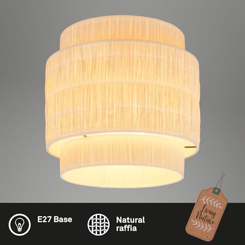 Plafoniera Vintage Papper Rafia Naturale E Metallo Nero 1 Luce E27 - 2
