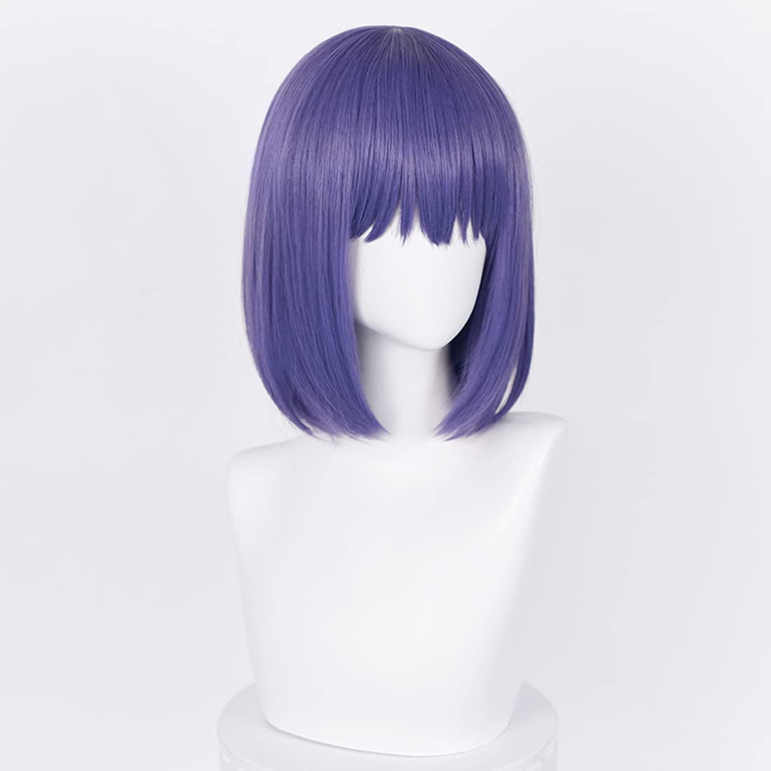 Purple Bob Wig for Girls Women Cosplay Wig Anime Short Straight Lavender Hair with Bangs for Halloween Party with Cap (Purple)
