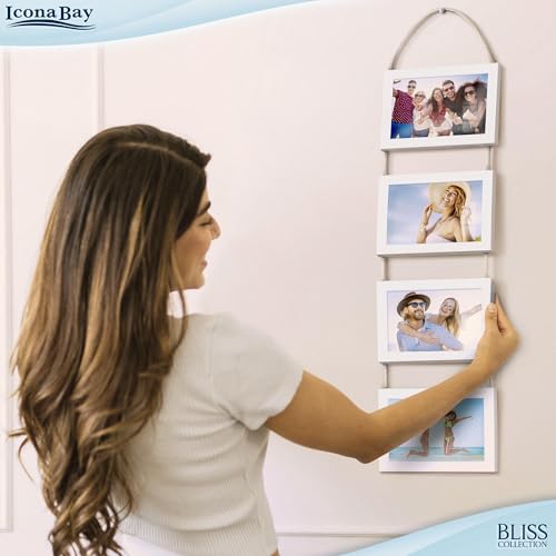Icona Bay - 4x6 Wall Hanging Picture Frames Collage with 4 Openings - Winter White - Casual Style Engineered Wood Frames - Wall Mount Only - Bliss Collection by Icona Bay - Image 2