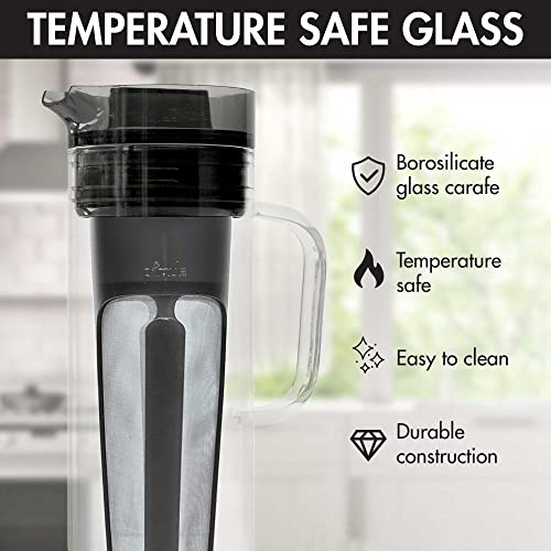 Primula Cold Brew Pour Over Glass Coffee Maker, Special Lid Seals In Freshness, Anti-Slip Base, Dishwasher Safe Pitcher, 50-Oz Or 6-Cups, Black #TOP3