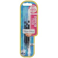 Recharges D'encre Noire Pour Stylo Roller Paper Mate InkJoy - Lot De 3 - Pointe Aiguille 0,5 Mm - Séchage Rapide