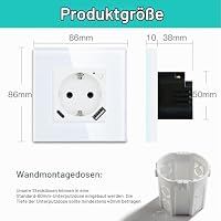 BSEED Zigbee Steckdose 20W USB C Schnellladen, Smart Unterputz Steckdose aus Glas mit Strommessung, Arbeit mit Alexa/Google Home, Smart Life APP-Steuerung, 1 Fach, Weiß – Ansicht 6