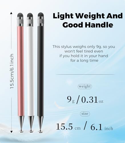 Stylus(3pcs), 2-in-1 Stylus Pen for Touch Screen, High Precision & Sensitivity Pen for iPad Pencil, Compatible with Nintendo Switch 2/iPhone/Android/Samsung, All Touch Screens (Black White Pink) — view 4