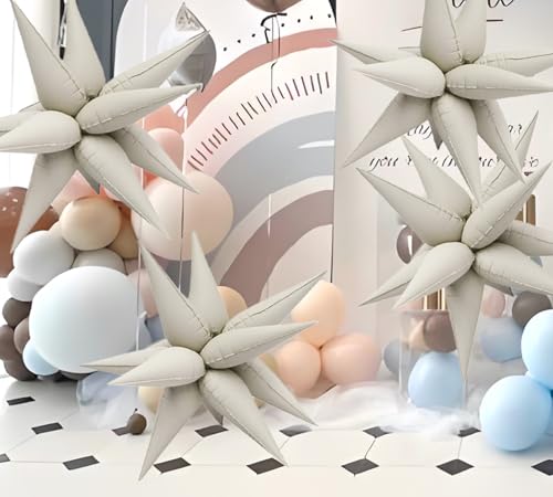 Image of 50pcs Matte White Sand 20' Water Drop Foil Cone Mylar Balloons Matte White Sand Star Balloons Explosion Star for Girls Boys Birthday Party Wedding Baby Shower Party Decor