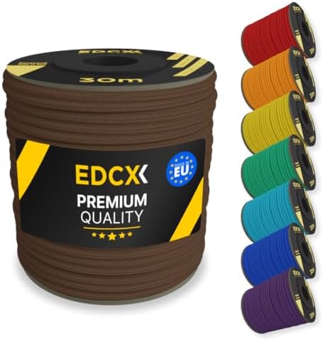 EDCX 4mm Nylon Paracord 550 30m (100 feet) - Type III, 100% Nylon Rope, 7 Strand Rope, 4mm Nylon Rope in Solid Colors (Red, 30 m)
