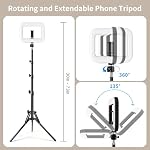 yAyusi Selfie Ring Light Tripod for iPhone, 73" Extendable Selfie Stick Phone Tripod with Light for Cell Phone, Dimmable Tripods Ring Light with Phone Holder and Stand for Video Recording/Live Stream