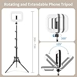 yAyusi Selfie Ring Light Tripod for iPhone, 73" Extendable Selfie Stick Phone Tripod with Light for Cell Phone, Dimmable Tripods Ring Light with Phone Holder and Stand for Video Recording/Live Stream - Image 3