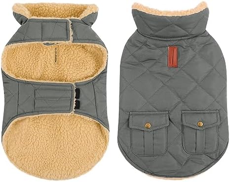 CITÉTOILE Warme Hundemantel Fleece Wintermantel für Hunde Grau S | Hundebekleidung Hundejacke mit Geschirr Loch für Chihuahua Dackel, Outdoor Welpen Mantel für kleine mittel große