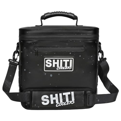 SHITI Coolers Cooler for Camping Travel Beach Soft Lunch Box for Food Drinks & Ice Portable Waterproof 24 Hr Insulated Bag with Shoulder Straps Customizable (Blackout 12 Can Cooler)