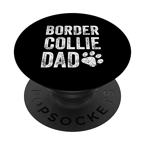 Rétro Border Collie Dad Papa Fête des Pères Amoureux des Chiens PopSockets PopGrip Interchangeable