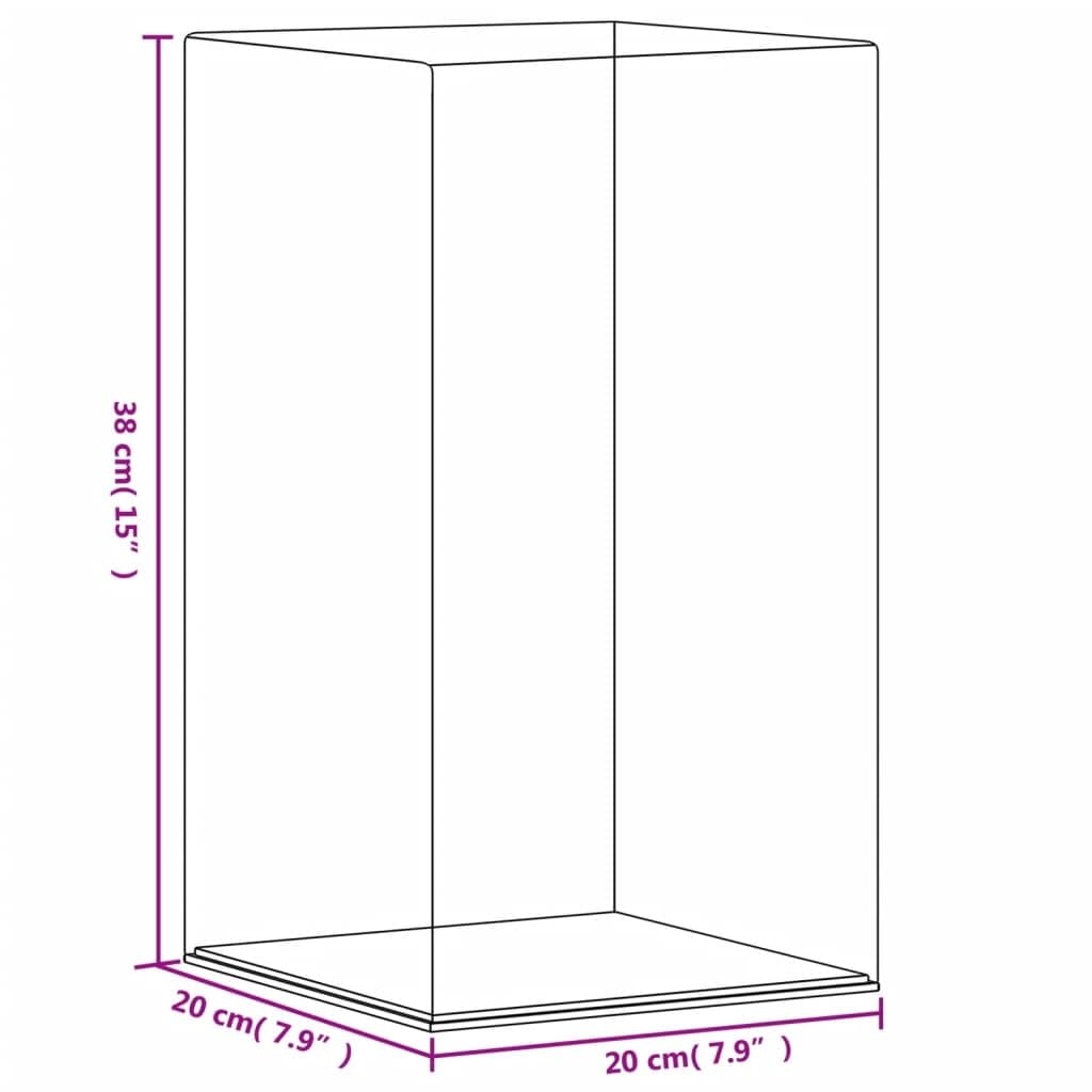 Acryl Vitrine 20x20x38 cm, Transparente Sammelbox für Figuren, Staubschutz Display Box für Sammlerstücke, Modellbau Vitrine mit schwarzem Sockel