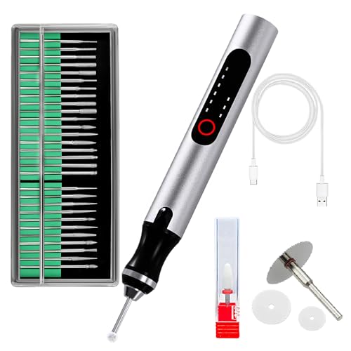 Wireless Engraving Pen Kit - Precision Tool for Artists & DIY | Engrave Jade Wood Metal Polish Phone Chips | Smooth & Powerful with engraver wood carving tool engraving machine (Silver + Black)