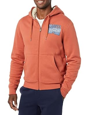 Amazon Essentials Disney | Marvel | Star Wars Sudaderas con Capucha, Cremallera Completa y Forro Sherpa Hombre, Marvel Comic Logo, M | Ya disponible en tu tienda friki favorita! En mundofriki.es!