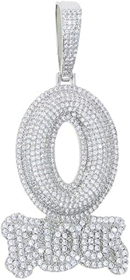 Letter O Block Pendant Necklace Gold Plated Iced Out Bling CZ Cubic Zirconia Micro Pave Charm Men Women HipHop Jewelry