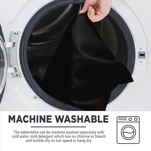 WedDecor Rectangular Polyester Tablecloth Durable Fabric Table Cover for Wedding Decorations Dinner Birthday Anniversary Parties Events, 70 x 126 Inches, Black, 1 Piece - Image 4