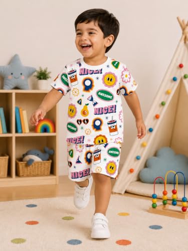 Image of THIIYA KIDS Boys Cotton Co-Ord Set | Printed T-Shirt & Shorts | Soft Comfortable Summer Wear for Kids