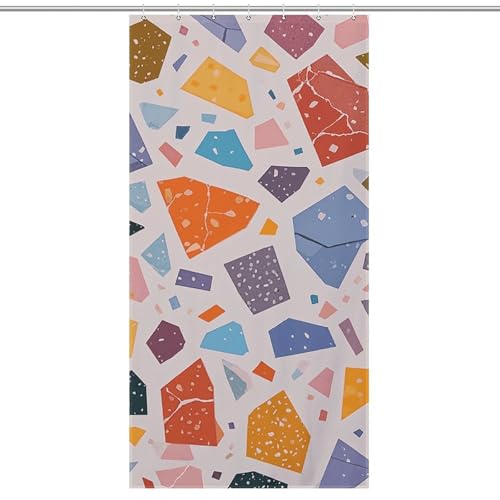 GBNMQED Machine Washable Terrazzo Marble Pastelpolyester Shower Curtain Opaque Bathroom