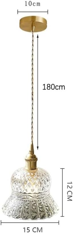 WINDALY E27 Glassp, Hangilight, Height Adjustable, Crystal for Restaurant, Coffee Bar, Kitchen Islandnsion Wire Lights/a/15Cm-B
