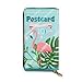 Produktbild JHGFG Pink Flamingo auf einem Türkis mit tropischen Blättern Echtes Leder Geldbörse Lange Damen Geldbörse Handtasche Multi Kartenhalter Organizer Für Frauen Angepasst