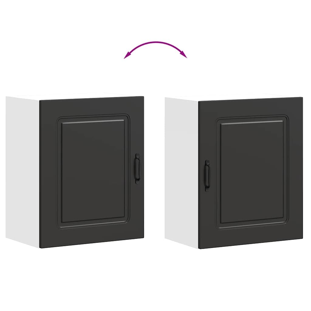 Kalmar Küchen-Hängeschrank Schwarz, Holzwerkstoff, 50x31x60 cm, wandmontiertes Sideboard für Küche & Speisekammer, stabile Lagerung Möbel