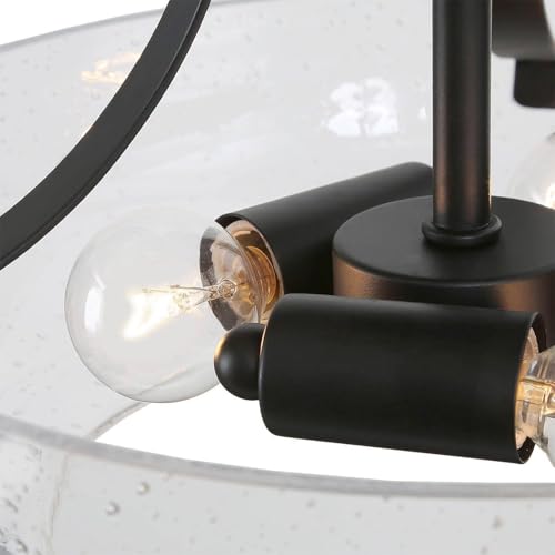 KSANA Semi Flush Mount Ceiling Lights, 3 Light Black Ceiling Light Fixture with Seeded Glass Shade Modern Farmhouse Close to Ceiling Lights for Kitchen Bedroom Hallway Entryway by KSANA - Image 7