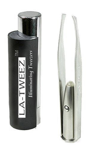 La-Tweez Illuminated Tweezer with Mirror & Case, Black