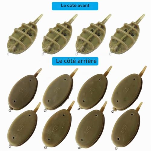 Kingrun 10 Pièces Pêche Méthode Feeder en Ligne de pêche, Inline Méthode De Pêche La Carpe Feeder Mangeoires Moule Plastique Outils à Appâts Accessoires 15g 20g 25g 35g 30g 40g 50g 60g – vue 3