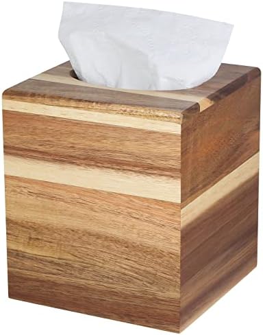 Ritattas Acacia Wood Tissue Box Cover, Tissue Box Holder Square, Decorative Tissue Box Holder for Bathroom, Bedroom,Dinner Table