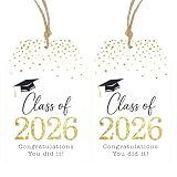 Anwyll Graduation Gift Tags 2026-50Pcs Happy Graduation Tags with String Congrats Grad Class of 2026 Tag Congratulations You Did It Tag for Grad Party Favors Decor Gift Wrapping Goodie Treat Bag