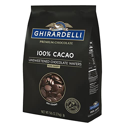 Ghirardelli Chocolate Company 100% Cacao Unsweetened Wafers, 5lb. Bag (Pack of 1)