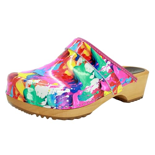 Image of Bjork Maja Wood Open Back Leather Clogs