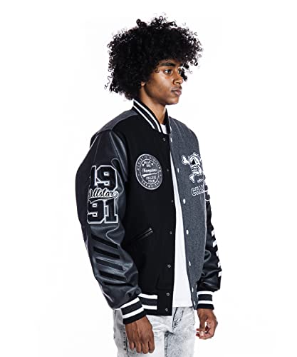 Smoke Rise Unisex All Star Varsity Jacket Hipster Urban Nyc Utility Outerwear, Fur Jacket And Wool Melton Jacket (Grey Champs, Xl) #TOP1