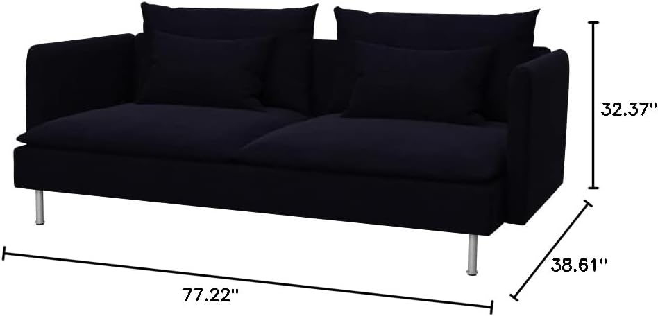 Soferia Replacement Compatible Cover for Söderhamn 3-Seat Sofa, Fabric Elegance Black
