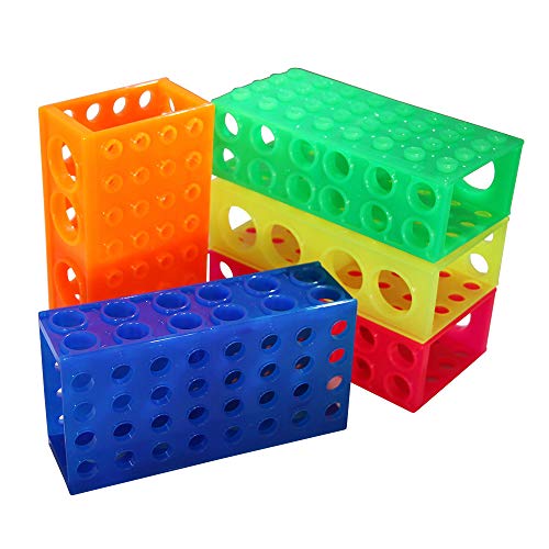 4-Way Flipper Microtube Rack (5 Racks) - Compact, & Versatile Fluorescent Rack to Accommodate Popular Tube Sizes - Chemically Resistant Polypropylene Tubes - Laboratory Equipment