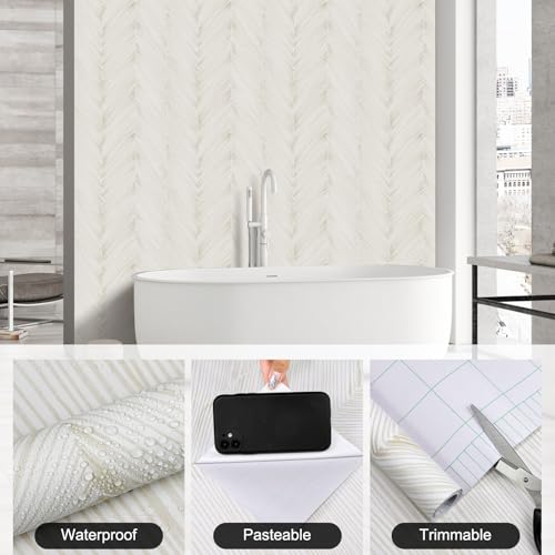 XiaoDeYouth Modern Peel and Stick Wallpaper Boho Beige Contact Paper 17.3"x 480" Self-Adhesive Waterproof Neutral Wallpaper Vinyl Roll for Bathroom Bedroom Cabinets Décor by XiaoDeYouth - Image 5