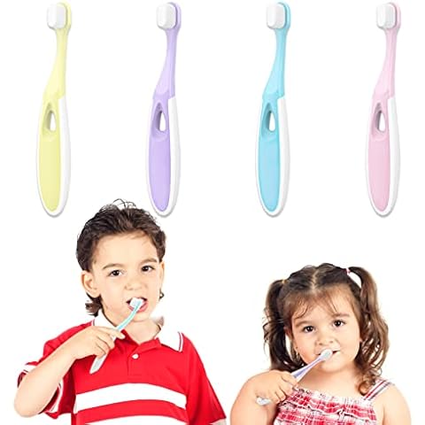 Baby Nano Zahnbürste 4 Stück Soft Weiche Kinderzahnbürste Farbe Handzahnbürste für 1-12 Jahre Kinder Fragile Gingiva Kleinkindzahnbürste mit Weichen Borsten Einbüschelbürste Toothbrush Cover