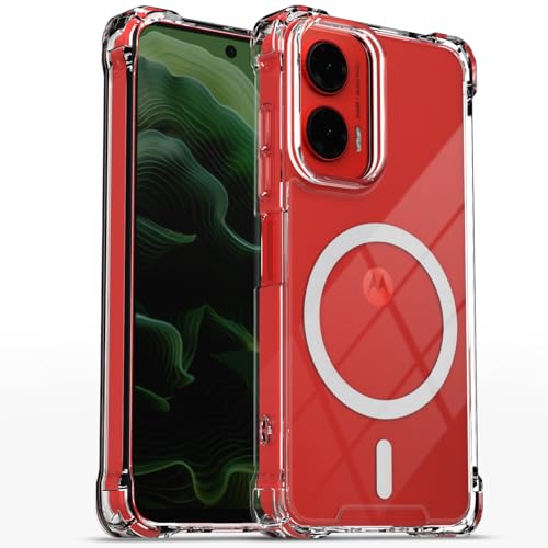 Image of Amazon Basics Back Cover for Motorola Moto G35 5G Mag-Safe Shockproof PC + TPU Protective Case Magnetic Support Bumper Case (Transparent Mag-Safe)