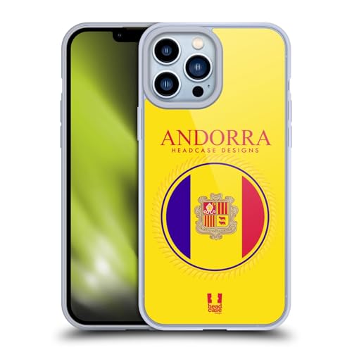 Head Case Designs Flag of Andorra Andorran Remiendos de La Bandera Caso Funda de Gel Suave Compatible con Apple iPhone 13 Pro MAX