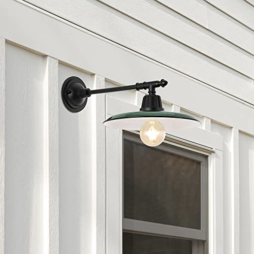 JONATHAN Y Bonner Outdoor Sconce 12" Metal Farmhouse, Green/Black by JONATHAN Y - Used condition - Image 7
