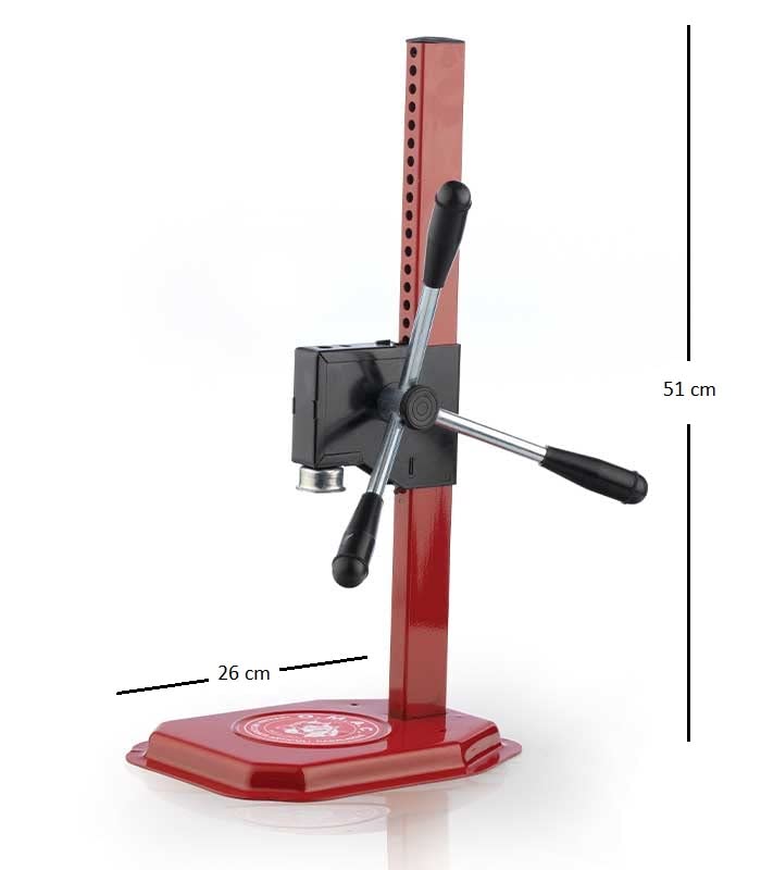 VIRSUS Tappatrice a Colonna a Cremagliera 3 Leve REG220, Misura 26x51 cm, Peso 3,25 kg, Capsulatrice Manuale da Tavolo per Tappi Corona Ø 26 mm Bottiglie Vino Birra + 100 Tappi a Corona Diam 26 mm