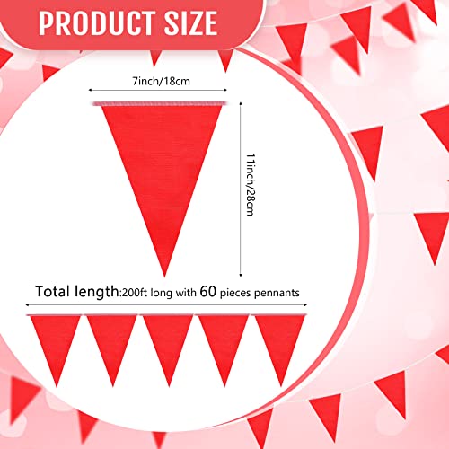 Image of Tatuo 200 Feet Solid Pennant Banners Flags String Triangle Hanging DIY Bunting Flags Party Decorations for Grand Opening Party Banners for Kids Birthday, Shops (Red)